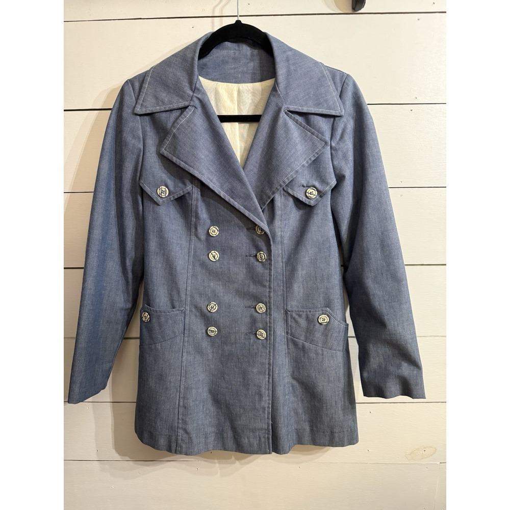 Vintage Union Made Denim Trench Coat Tailored Made In USA Women's M/L